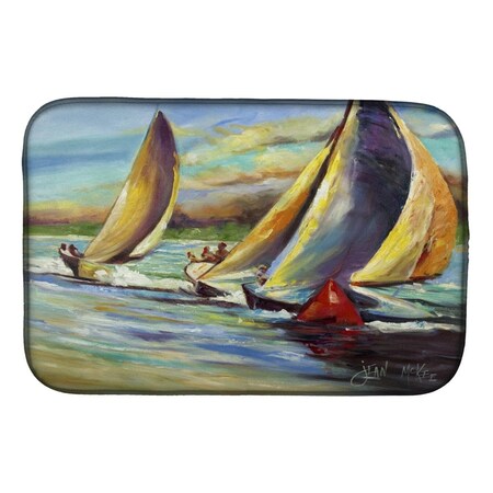 Carolines Treasures Knost Regatta Pass Christian Sailboats Dish Drying Mat JMK1057DDM